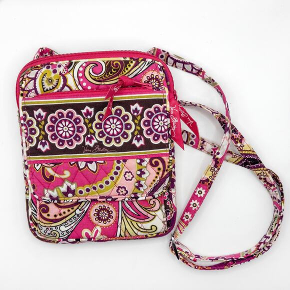 Vera Bradley Pink Quilted Crossbody Floral Paisley Print Adjustable Strap - Picture 1 of 9